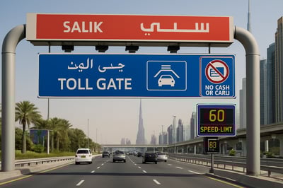 Dubai toll road electronic payment and traffic management